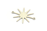 Silver Sun Charm, 8 Antique Silver Plated Brass Sun Charms With 2 Loops, Connectors (28x23x0.60mm) A3664 H0857