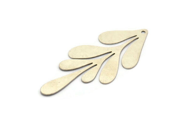 Silver Leaf Charm, 2 Antique Silver Plated Brass Leaf Charms With 1 Hole, Charm Pendants (63x27x0.60mm) A3151 H0858