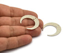 Silver Moon Charm, 4 Textured Silver Plated Brass Crescent Moon Charms With 2 Holes (30x28x0.80mm) A1854