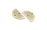 Semi Circle Charm, 12 Textured Antique Silver Plated Brass Half Moon Charms With 2 Holes (20x10x0.80mm) A1908