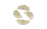 Semi Circle Charm, 12 Textured Antique Silver Plated Brass Half Moon Charms With 2 Holes (20x10x0.80mm) A1908