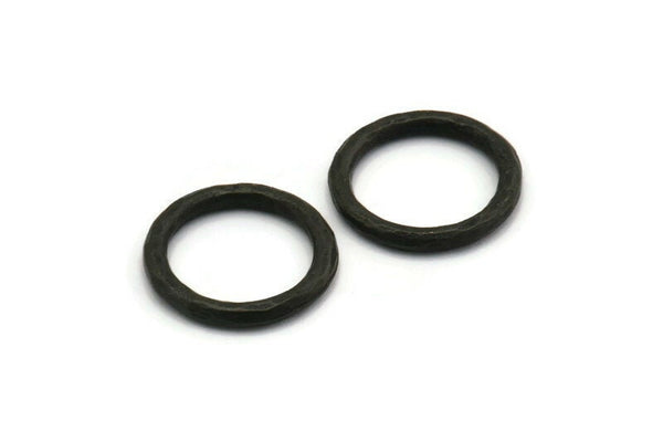 Black Ring, Hammered Oxidized Black Plated Brass Ring, Connectors (23x3mm) N1501