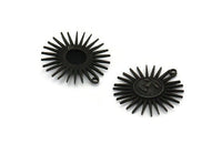 Black Sun Charm, 2 Oxidized Black Plated Brass Sun Charms With 1 Loop, Findings (30x28mm) N1480 H0936