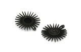 Black Sun Charm, 2 Oxidized Black Plated Brass Sun Charms With 1 Loop, Findings (30x28mm) N1480 H0936