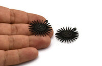Black Sun Charm, 2 Oxidized Black Plated Brass Sun Charms With 1 Loop, Findings (30x28mm) N1480 H0936
