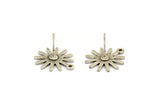 Silver Sun Earring, 6 Textured Antique Silver Plated Brass Sun Stud Earrings With 1 Loop (17x15x0.80mm) M01301 A2393