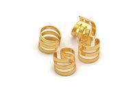 Wide Ear Cuff, 8 Gold Plated Brass Ear Cuffs With One Hole Round  Findings (9mm) Brs 001  D0036
