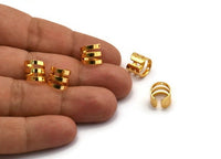 Wide Ear Cuff, 8 Gold Plated Brass Ear Cuffs With One Hole Round  Findings (9mm) Brs 001  D0036