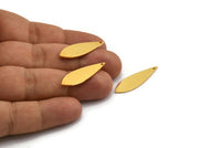Gold Marquise Charm, 4 Gold Plated Brass Marquise Charms With 1 Hole, Earrings, Pendants (31x9x1mm) D1356