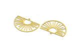 Brass Sun Charm, 8 Raw Brass Semi Circle Shaped Charms With 1 Loop, Charm Pendants, Findings (25x35x0.60mm) A6230