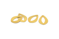 Gold Drop Charm, 4 Gold Plated Brass Drop Charms With 1 Hole, Earrings, Pendants, Findings (25x18x0.60mm) D1149