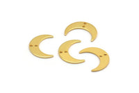 Gold Moon Charm, 6 Gold Plated Brass Crescent Moon Charms With 2 Holes, Findings, Connectors (21x6x1mm) D1132