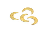 Gold Moon Charm, 6 Gold Plated Brass Crescent Moon Charms With 2 Holes, Findings, Connectors (21x6x1mm) D1132