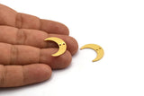 Gold Moon Charm, 6 Gold Plated Brass Crescent Moon Charms With 2 Holes, Findings, Connectors (21x6x1mm) D1132