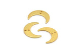 Gold Moon Charm, 6 Gold Plated Brass Crescent Moon Charms With 2 Holes, Findings, Connectors (21x6x1mm) D1132