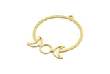 Brass Round Charm, 2 Raw Brass Crescent Moon Shaped Charms With 1 Loop, Charm Pendants, Findings (41x35x0.80mm) A6238