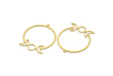 Brass Round Charm, 2 Raw Brass Crescent Moon Shaped Charms With 1 Loop, Charm Pendants, Findings (41x35x0.80mm) A6238