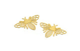 Gold Bee Charm, 12 Gold Plated Brass Bee Charms, Findings (19x26x0.30mm) D1679