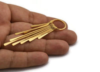 Gold Fringed Earring, Gold Plated Brass Hammered Fringed Trim Earring With 1 Loop, Pendant, Finding (82x18mm) E380 H0636