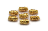 Gold Spool Beads, Gold Plated Brass Spool Shaped Bead (16x8mm) N0226 F043