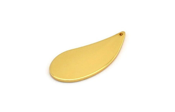 Gold Drop Charm, 2 Gold Plated Brass Drop Blanks (27x12.5x1mm) Bs 1274