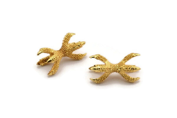 Dragon Claw Connector, Gold Plated Brass Dragon Claw Connector For 10mm Bead (23x11mm) N0085