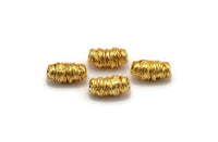 Gold Spool Beads, Gold Plated Brass Spool Shaped Bead (16x8mm) N0226 F043