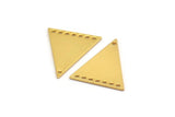 Gold Triangle Charm, 2 Gold Plated Brass Triangle Charms With 8 Holes, Findings (26x23x1mm) D1225