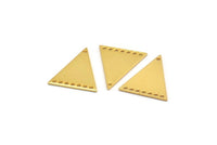 Gold Triangle Charm, 2 Gold Plated Brass Triangle Charms With 8 Holes, Findings (26x23x1mm) D1225