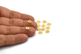 Gold Middle Hole Bead, 24 Gold Plated Brass Round Disc, Middle Hole, Connector, Bead Caps, Findings,  (7mm) Brs 78 A0440