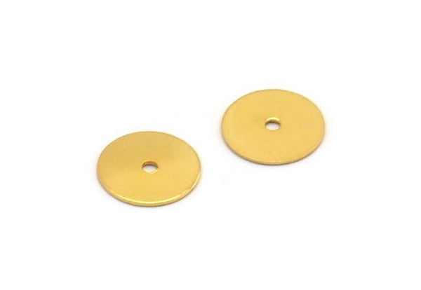Middle Hole Connector, 24 Gold Plated Brass Round Discs, Middle Hole Connectors, Bead Caps, Findings (10mm) Brs 73 A0443