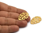 Gold Leaf Blank, 2 Textured Gold Plated Brass Leaf Blanks, Brass Blanks, Stamping Blanks (30x20x0.80mm) M01755