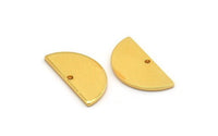 Gold Semi Circle, 4 Gold Plated Brass Half Moon Charms With 1 Hole, Pendants (21x10.5x1.2mm) D1479