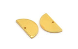 Gold Semi Circle, 4 Gold Plated Brass Half Moon Charms With 1 Hole, Pendants (21x10.5x1.2mm) D1479