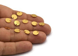 8mm Round Tag, 24 Gold Plated Brass Round Tags, Charms, Findings, Stamping Tag (8mm) Brs75 A0288