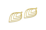 Brass Drop Charm, 4 Raw Brass Drop Shaped Charms With 1 Loop, Findings (42x25x0.60mm) A6429