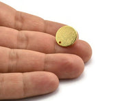Gold Round Earring, 2 Textured Gold Plated Brass Round Stud Earrings With 1 Hole (15x1mm) E126 A2045
