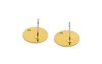 Gold Round Earring, 4 Textured Gold Plated Brass Round Stud Earrings With 1 Hole (12x0.70mm) E081 A2010