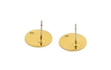 Gold Round Earring, 4 Textured Gold Plated Brass Round Stud Earrings With 1 Hole (12x0.70mm) E081 A2010