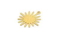 Gold Sun Charm, 8 Textured Gold Plated Brass Sun Charms With 1 Loop, Findings (24x22x0.40mm) A1897
