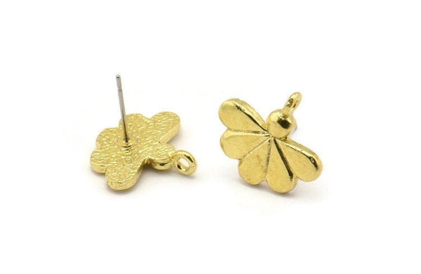 Earring Studs, 4 Raw Brass -  Stud Earrings - Brass Earrings - Earrings (17x16x2mm) N1739