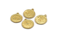 Gold Zodiac Signs, All 12 Zodiac Signs, Zodiac Sign Charms, Gold Plated, Horoscope Charms, Astrology Zodiac Charms (17x20mm) F-88