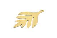 Gold Leaf Charm, 4 Gold Plated Brass Leaf Charms With 1 Loop, Findings (36x22x0.40mm) A1367