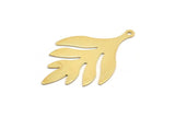 Gold Leaf Charm, 4 Gold Plated Brass Leaf Charms With 1 Loop, Findings (36x22x0.40mm) A1367