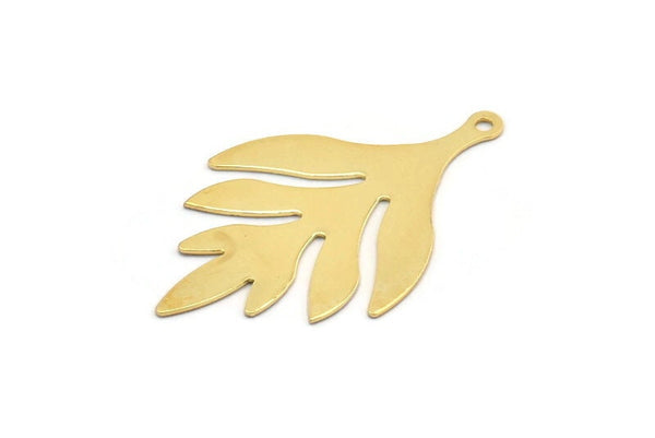 Gold Leaf Charm, 4 Gold Plated Brass Leaf Charms With 1 Loop, Findings (36x22x0.40mm) A1367