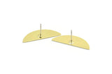 Semi Circle Earring, 6 Raw Brass Half Moon Stud Earrings (29x11x0.80mm) M494