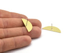 Semi Circle Earring, 6 Raw Brass Half Moon Stud Earrings (29x11x0.80mm) M494