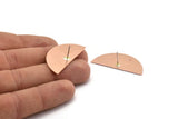 Copper Semi Circle Earring, 4 Raw Copper Half Moon Stud Earring (38x17x0.80mm) M672