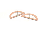 Copper Semi Circle Earring, 6 Raw Copper Half Moon Stud Earring (38x17x0.80mm) M696