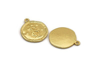 Gold Gemini Charm, 2 Gold Plated Brass Gemini Charms With 1 Loop (17x20mm) F-87